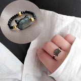 Crystal Cut Pearl Cat Ring for Women Wedding Jewelry