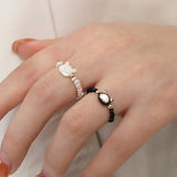 Crystal Cut Pearl Cat Ring for Women Wedding Jewelry