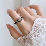 Crystal Cut Pearl Cat Ring for Women Wedding Jewelry