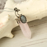 Natural Stone Crystal Hexagonal Pendant Necklace