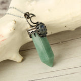 Natural Stone Crystal Hexagonal Pendant Necklace