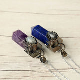 Natural Stone Crystal Hexagonal Pendant Necklace