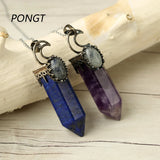 Natural Stone Crystal Hexagonal Pendant Necklace