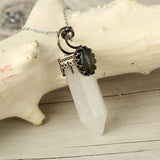 Natural Stone Crystal Hexagonal Pendant Necklace