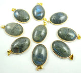 Moonstone Raw Gem Labradorite beads Pendant Necklace 12pcs