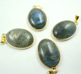 Moonstone Raw Gem Labradorite beads Pendant Necklace 12pcs