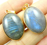 Moonstone Raw Gem Labradorite beads Pendant Necklace 12pcs