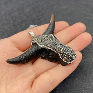 Bull Head Crystal Pendant Necklace Set
