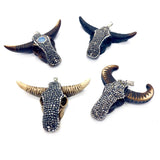 Bull Head Crystal Pendant Necklace Set