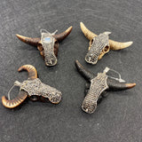 Bull Head Crystal Pendant Necklace Set