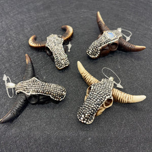 Bull Head Crystal Pendant Necklace Set