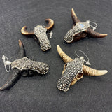 Bull Head Crystal Pendant Necklace Set