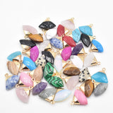 Natural Stone Crystal Pendant Fan Shape for Jewelry Making DIY 12pcs