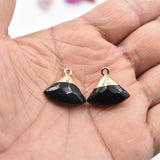 Natural Stone Crystal Pendant Fan Shape for Jewelry Making DIY 12pcs