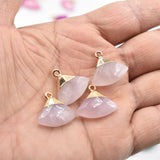 Natural Stone Crystal Pendant Fan Shape for Jewelry Making DIY 12pcs