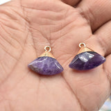 Natural Stone Crystal Pendant Fan Shape for Jewelry Making DIY 12pcs