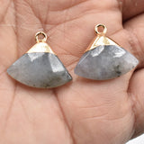 Natural Stone Crystal Pendant Fan Shape for Jewelry Making DIY 12pcs