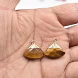 Natural Stone Crystal Pendant Fan Shape for Jewelry Making DIY 12pcs