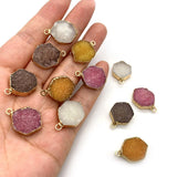 Natural Stone Crystal Pendants Drusy Crystal Charms for DIY Jewelry Making