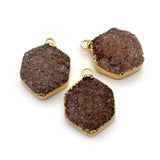Natural Stone Crystal Pendants Drusy Crystal Charms for DIY Jewelry Making