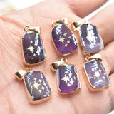 Crystal Pendants Necklace Amethyst Rose Quartz Moon Charm 12pcs