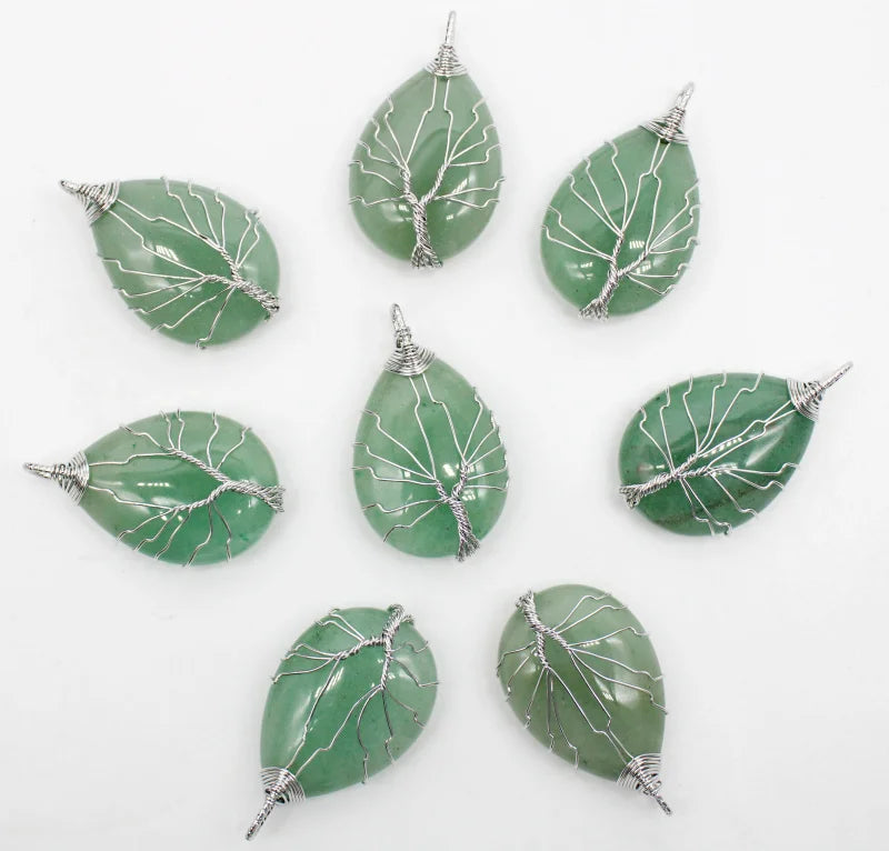 Tree of Life Amethysts Roses Quartz Pendants Set