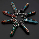 Crystal Pillar Hexagon Pendants Necklace 7Chakra Pendulum Healing Point Charms