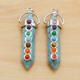 Crystal Pillar Hexagon Pendants Necklace 7Chakra Pendulum Healing Point Charms
