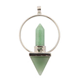 Natural Stone Crystal Pyramid Hexagonal Column Pendant Necklace