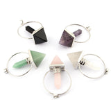 Natural Stone Crystal Pyramid Hexagonal Column Pendant Necklace
