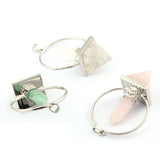 Natural Stone Crystal Pyramid Hexagonal Column Pendant Necklace