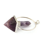 Natural Stone Crystal Pyramid Hexagonal Column Pendant Necklace
