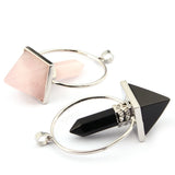Natural Stone Crystal Pyramid Hexagonal Column Pendant Necklace