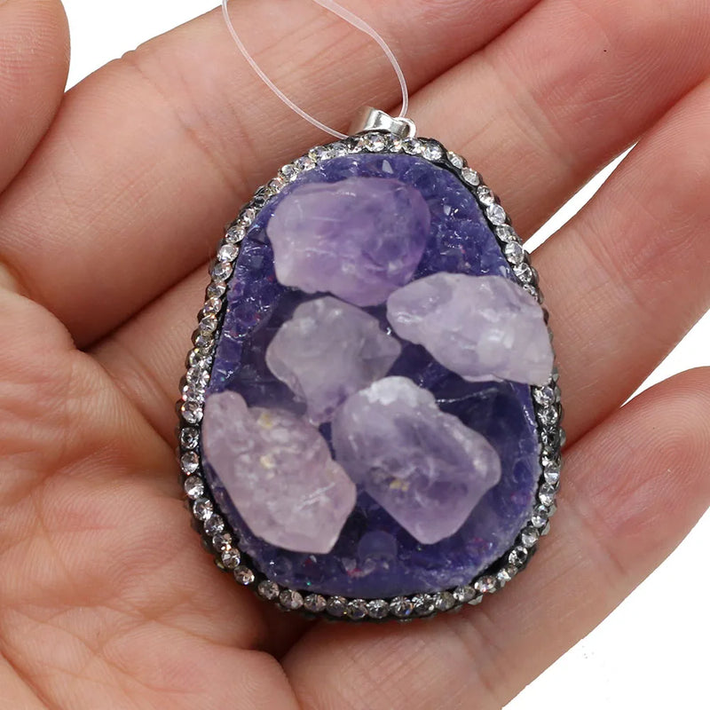 Amethysts Natural Stone Quartz Charm Pendant DIY Jewelry Making Reiki Healing