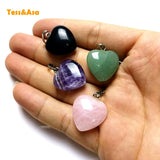 Crystal Quartz Heart pendant Necklace Chakra Stone Jewelry