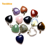 Crystal Quartz Heart pendant Necklace Chakra Stone Jewelry