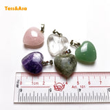 Crystal Quartz Heart pendant Necklace Chakra Stone Jewelry