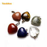 Crystal Quartz Heart pendant Necklace Chakra Stone Jewelry