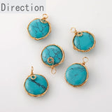Natural Stone Crystal Round Pendant DIY Earring Necklace Bracelet 1PCS