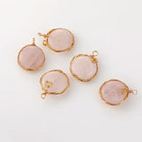 Natural Stone Crystal Round Pendant DIY Earring Necklace Bracelet 1PCS
