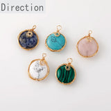 Natural Stone Crystal Round Pendant DIY Earring Necklace Bracelet 1PCS