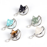 Natural Stone Crystal Star Shape Rotatable Pendant Necklace