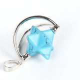 Natural Stone Crystal Star Shape Rotatable Pendant Necklace