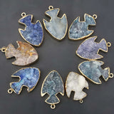 Natural Stone Crystal Tooth Cluster Arrow Pendant Rough Mineral Healing Charm