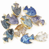 Natural Stone Crystal Tooth Cluster Arrow Pendant Rough Mineral Healing Charm