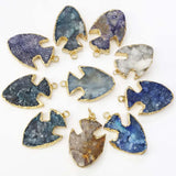 Natural Stone Crystal Tooth Cluster Arrow Pendant Rough Mineral Healing Charm
