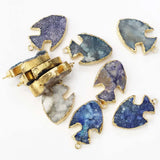 Natural Stone Crystal Tooth Cluster Arrow Pendant Rough Mineral Healing Charm