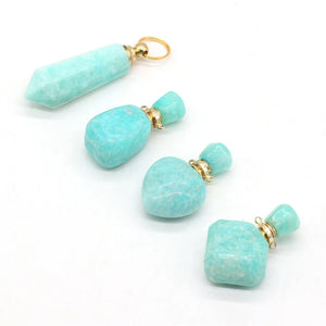 Amazonite Crystal Vial Pendant for Jewelry Making