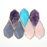 Faceted Polygon Pendant Amethyst Turquoise Rose Quartz DIY Necklace Jewelry