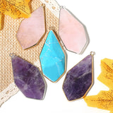 Faceted Polygon Pendant Amethyst Turquoise Rose Quartz DIY Necklace Jewelry